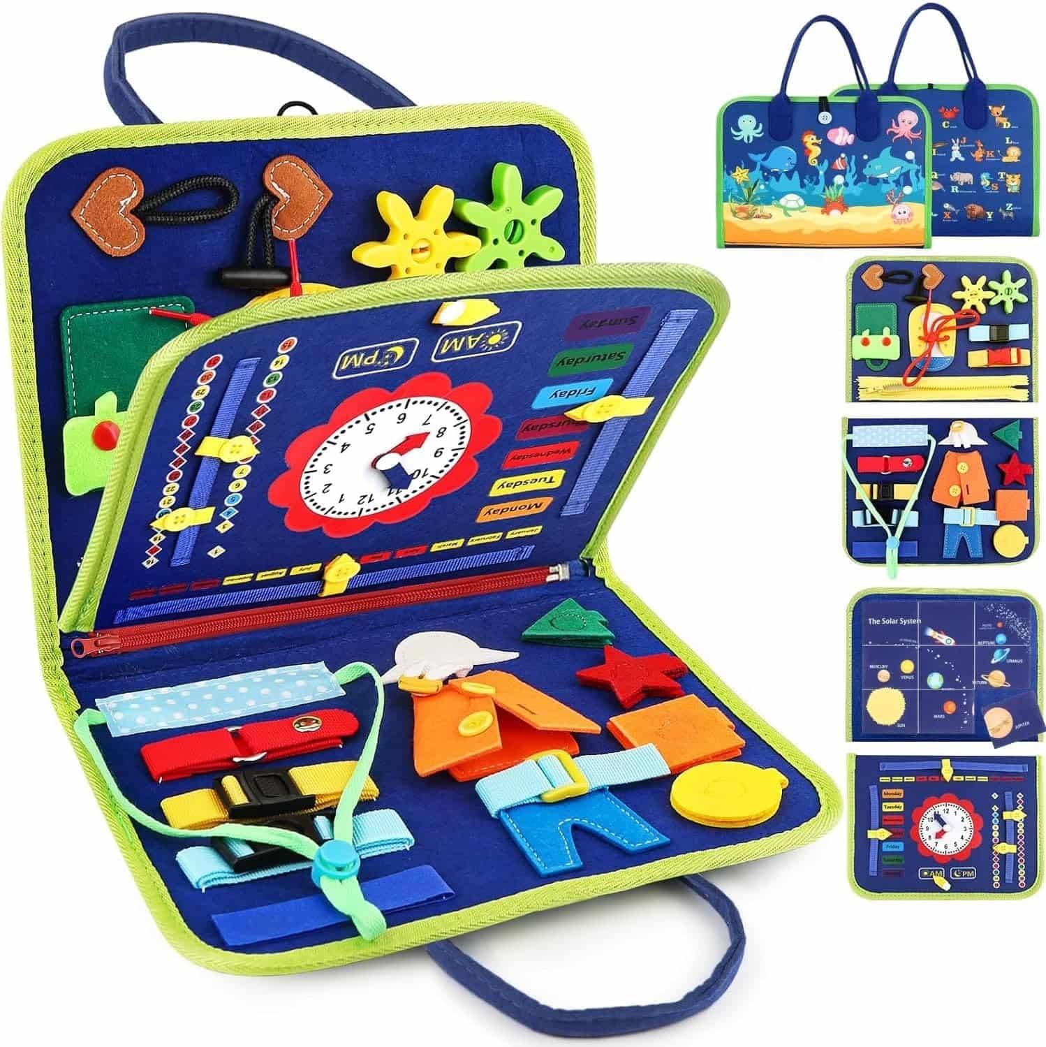Busy board Montessori de actividades para niños